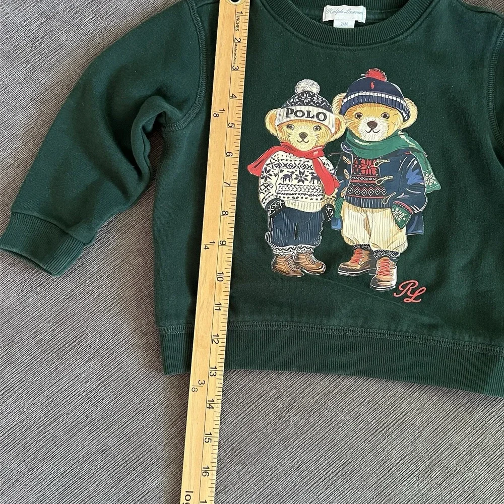 Polo Ralph Lauren Baby Dark Green Polo Bear Crewneck Sweatshirt 24 Months Cozy